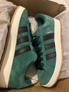 adidas Campus Suede Sneakers in Teal Green with Black Stripes
